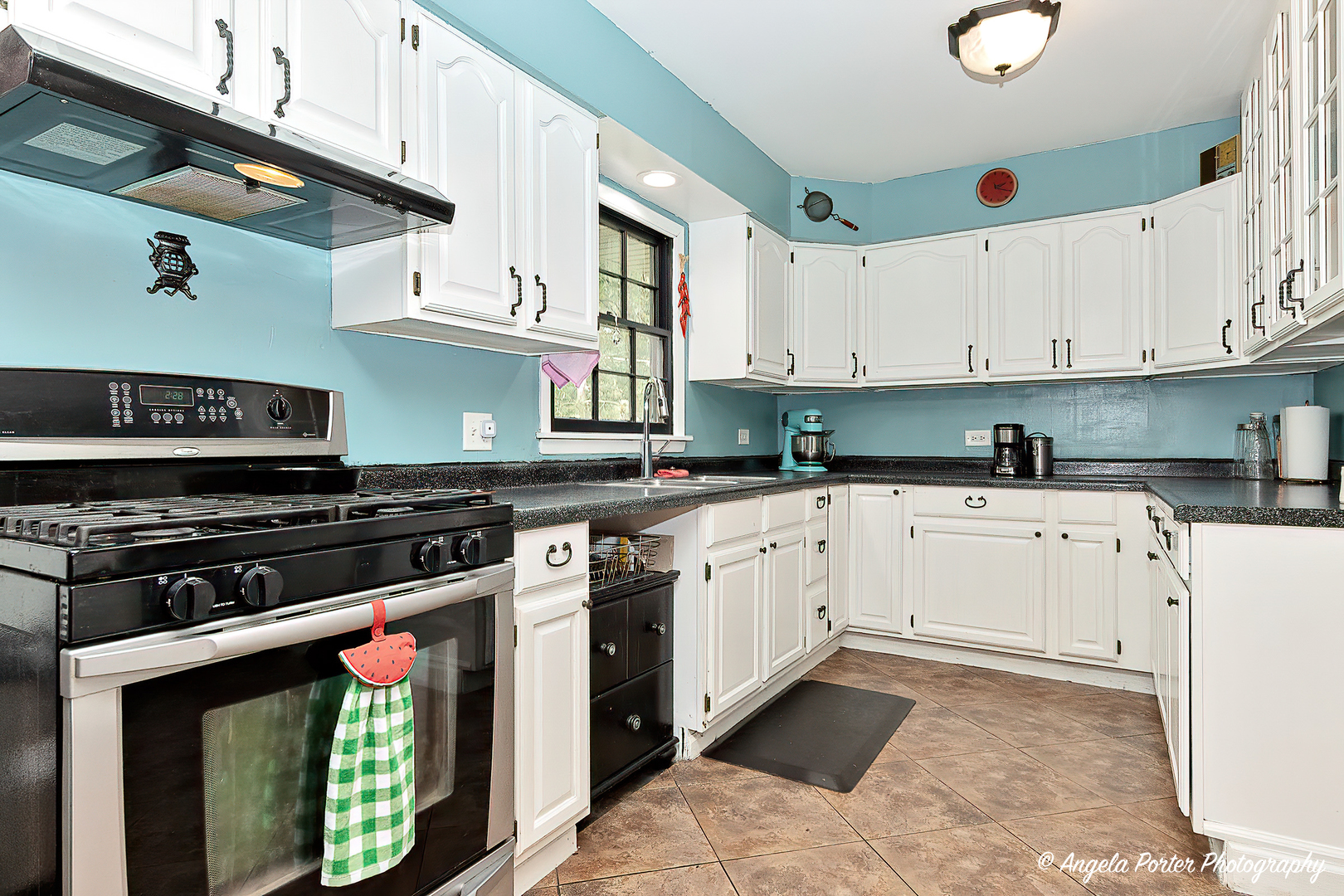 12306 Roger Road Woodstock, IL 60098 - Photo 4 of 20 a kitchen with stainless steel appliances granite countertop a stove a sink and a white cabinets