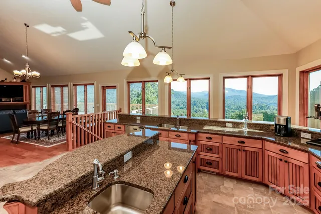a large kitchen with lots of counter space