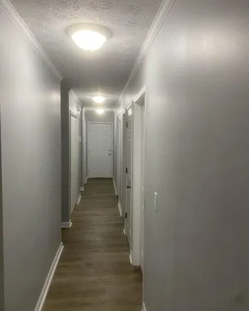 a view of hallway with stairs