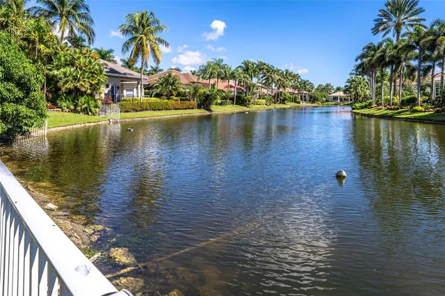 a view of a lake with houses