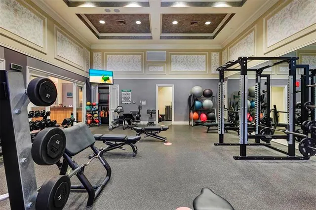 a view of a room with gym equipment