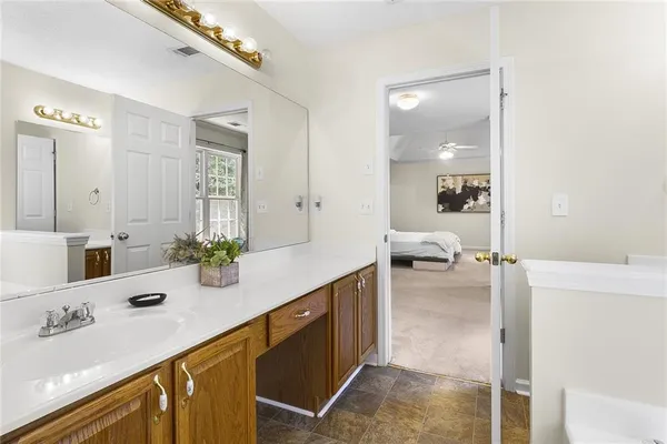a bathroom with a sink double vanity