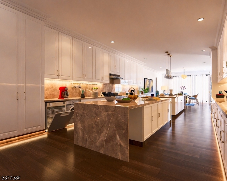 342 Ridge Road Dayton, NJ 08810 - Photo 28 of 46 a kitchen with stainless steel appliances granite countertop a refrigerator a sink dishwasher a stove and white countertops with wooden floor