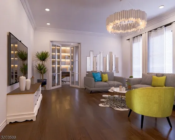 a view of a hallway with seating area
