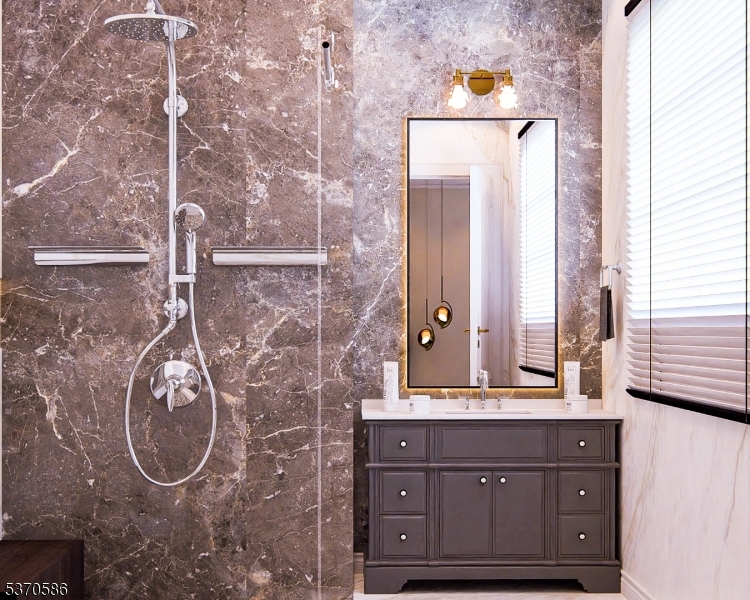342 Ridge Road Dayton, NJ 08810 - Photo 30 of 46 a bathroom with a granite countertop shower a sink and a mirror