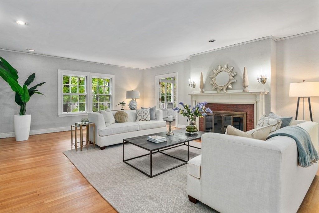 17 Berwick Road Newton, MA 02459 - Photo 9 of 35 a living room with furniture and a fireplace