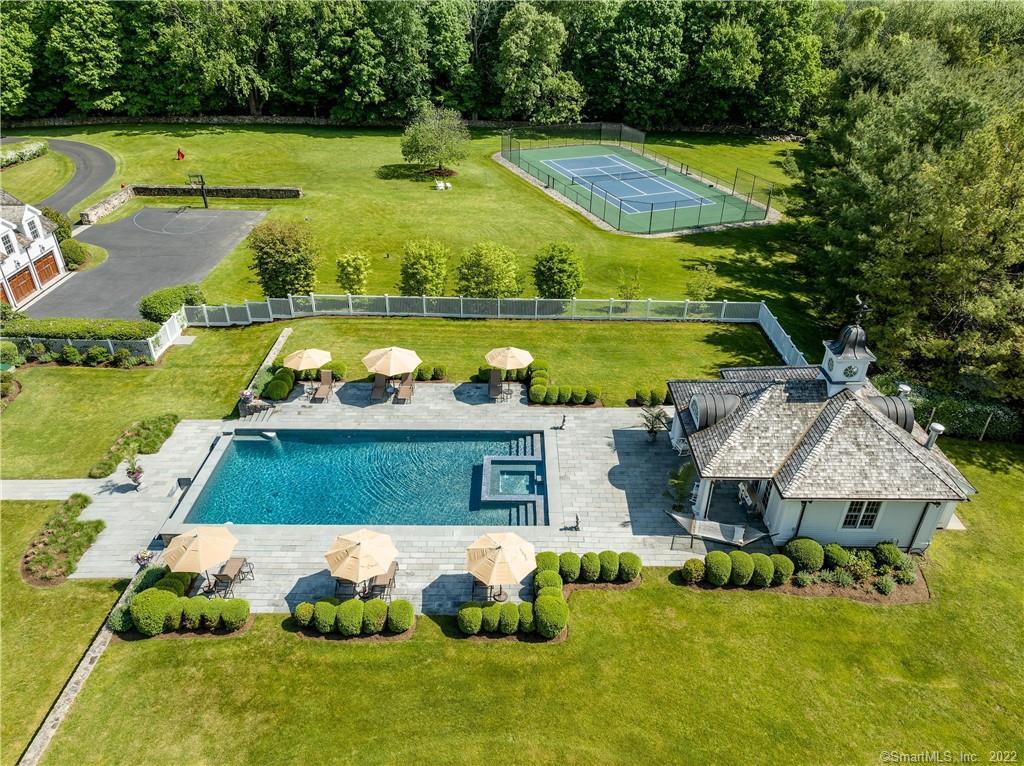 229 Umpawaug Road Redding, CT 06896 - Photo 28 of 34 Pool Pavilion and tennis