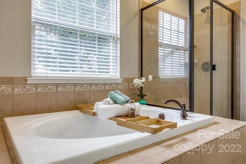 612 Panthers Way Fort Mill, SC 29708 - Photo 26 of 31 a bathroom with a granite countertop sink and a bathtub