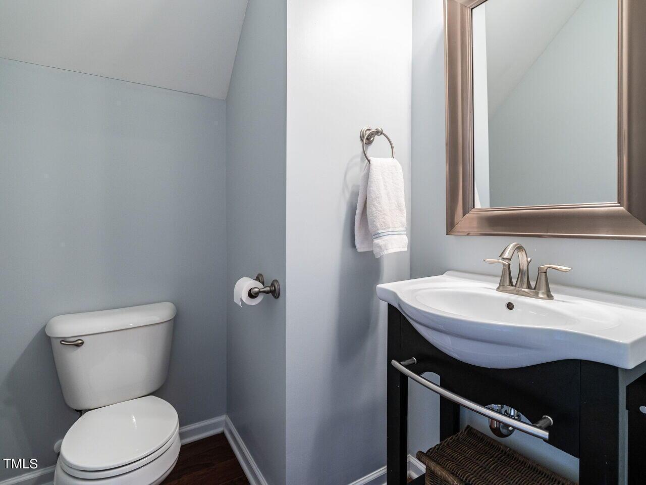 1316 Cornell Place Raleigh, NC 27607 - Photo 14 of 31 a bathroom with a sink a toilet and a mirror