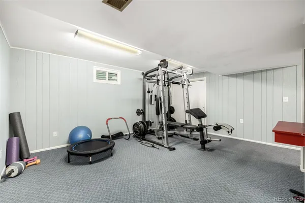 a room with gym equipment