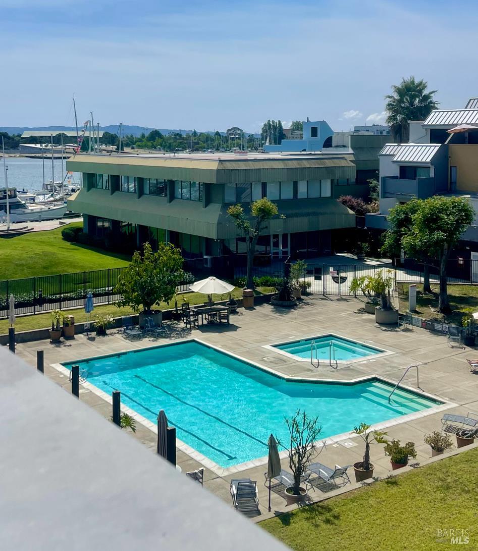 1 Embarcadero West, Unit 355 Oakland, CA 94607 - Photo 2 of 20 an aerial view of a house with swimming pool patio and outdoor seating