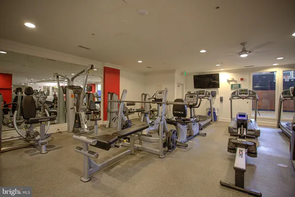 a view of a room with gym equipment