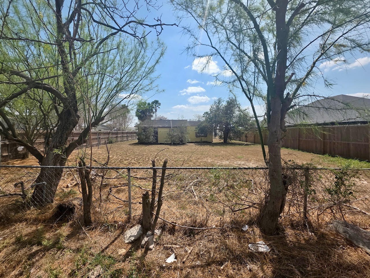 319 East Ricky Crossland Avenue Elsa, TX 78543 - Photo 3 of 8 a view of backyard with wooden fence and large trees