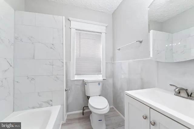 a bathroom with a bathtub