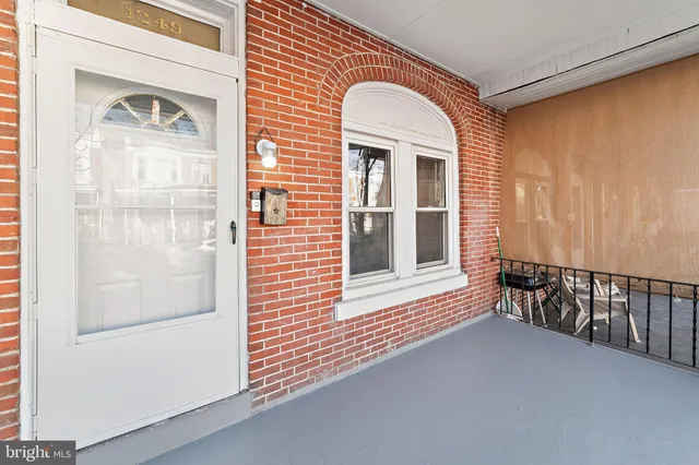 a view of porch with a window