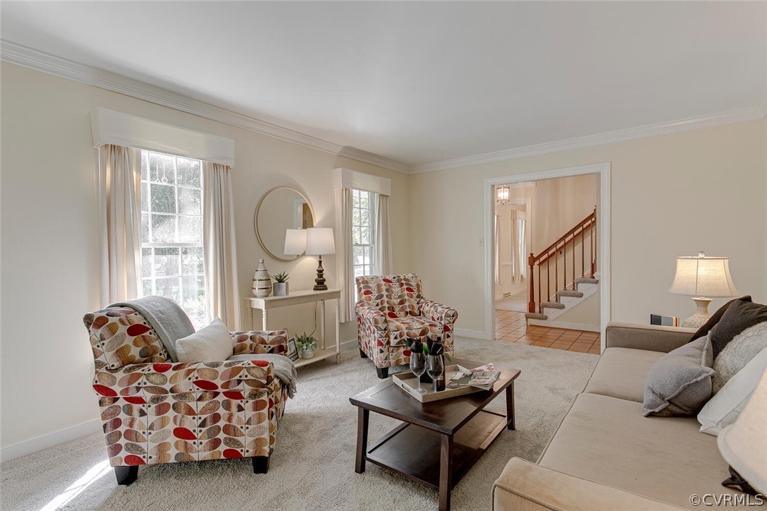 3414 Walkers Ferry Road Midlothian, VA 23112 - Photo 6 of 34 a living room with furniture couches and a large mirror with wooden floor