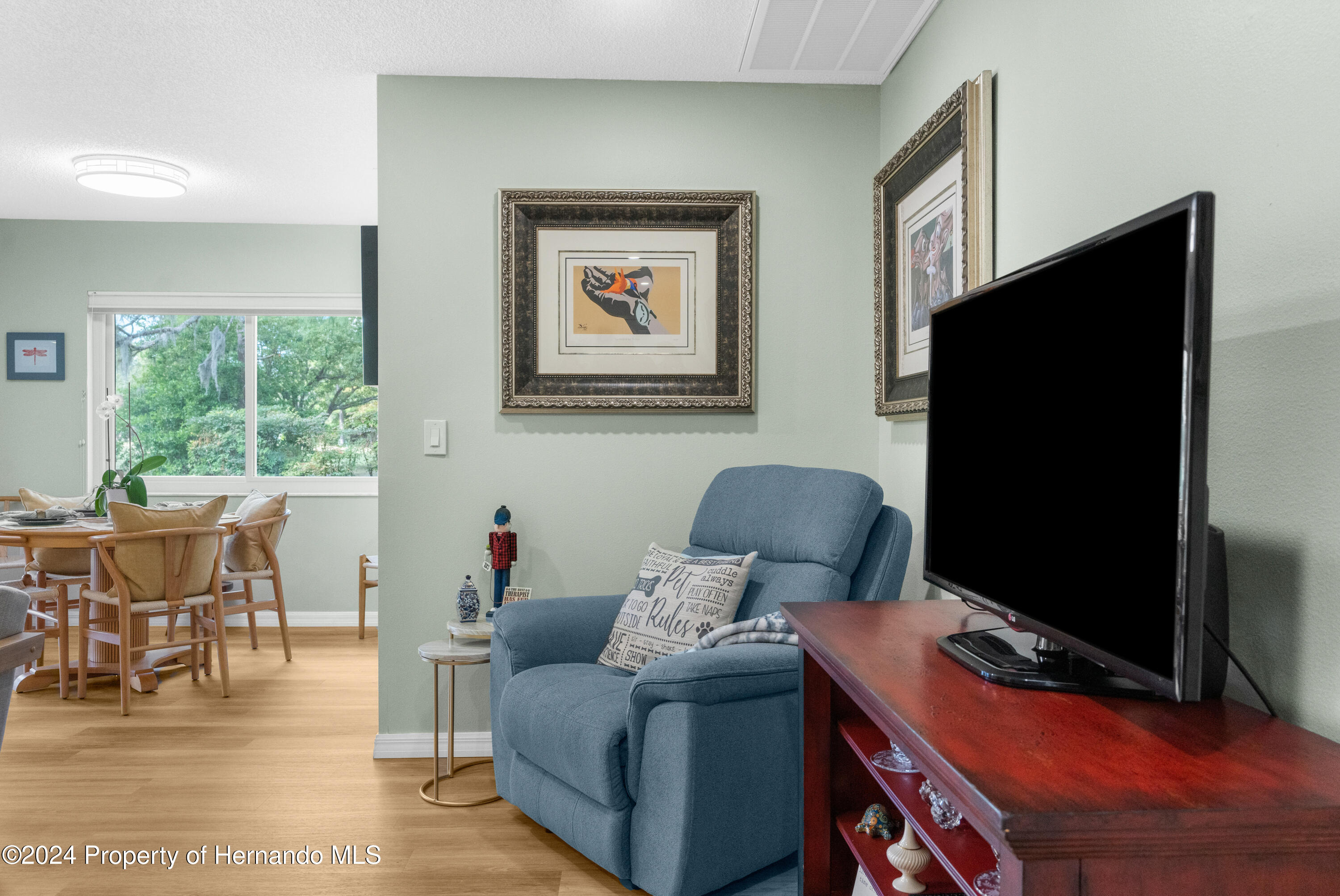 7566 St Andrews Boulevard Weeki Wachee, FL 34613 - Photo 23 of 38 a living room with furniture and a flat screen tv