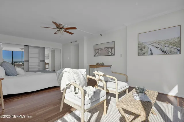 a view of a lake with houses