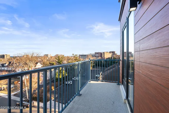a balcony with city view