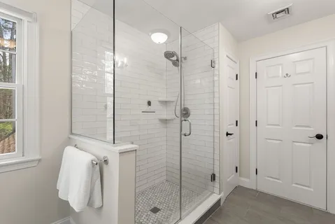 a bathroom with a shower