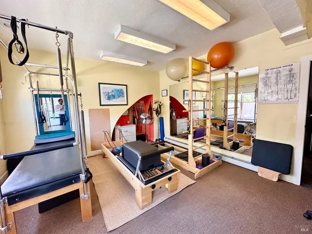 a view of a room with gym equipment