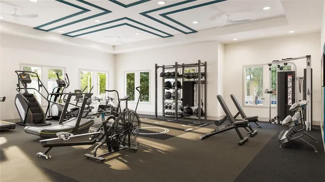 a view of a room with gym equipment
