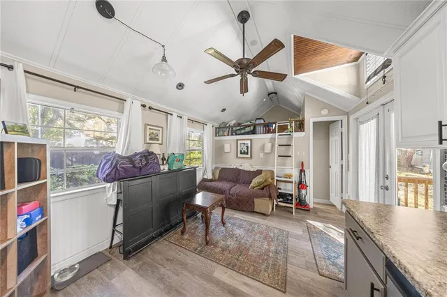 a living room with furniture