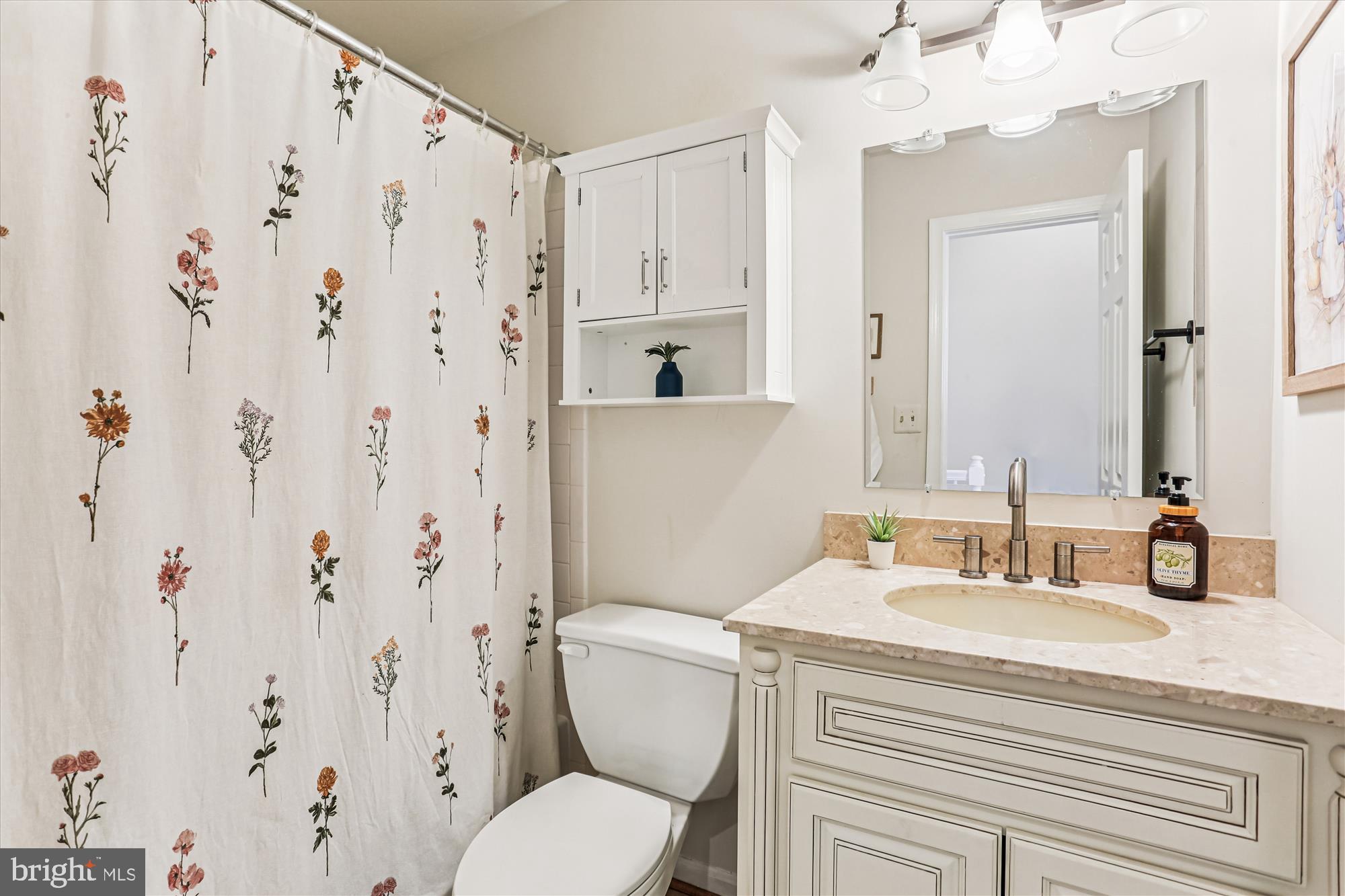730 Kent Oaks Way Gaithersburg, MD 20878 - Photo 29 of 65 a bathroom with a sink a toilet and shower curtain