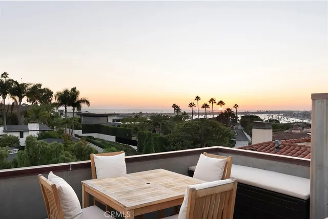 a view of roof deck with seating space