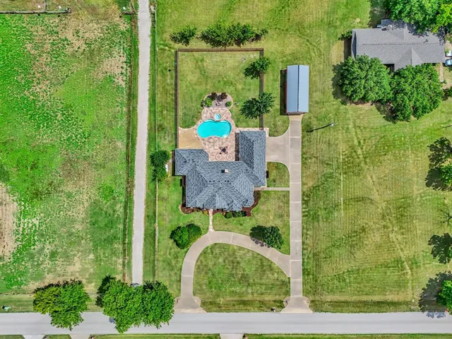 an aerial view of a house