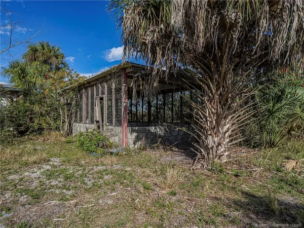 a garden view with a seating space