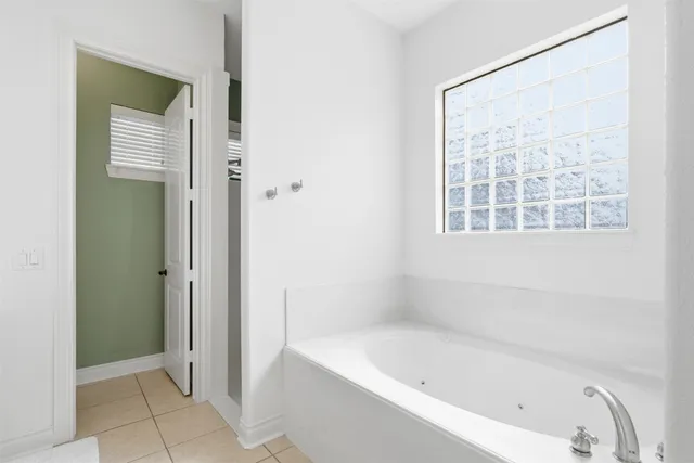 a bathroom with a bathtub