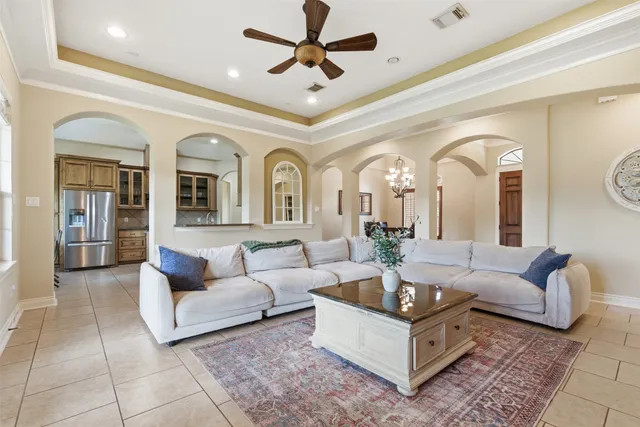 a living room with furniture