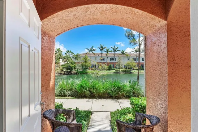 a view of a garden from a balcony