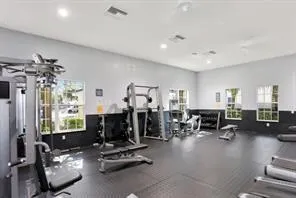 a view of a garden with a fountain