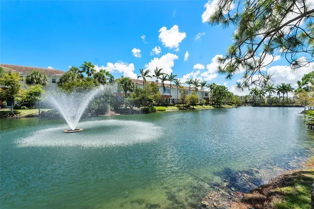 a view of a lake with houses