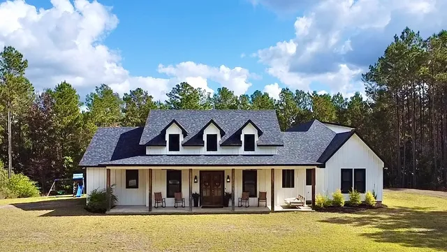 front view of house with a garden