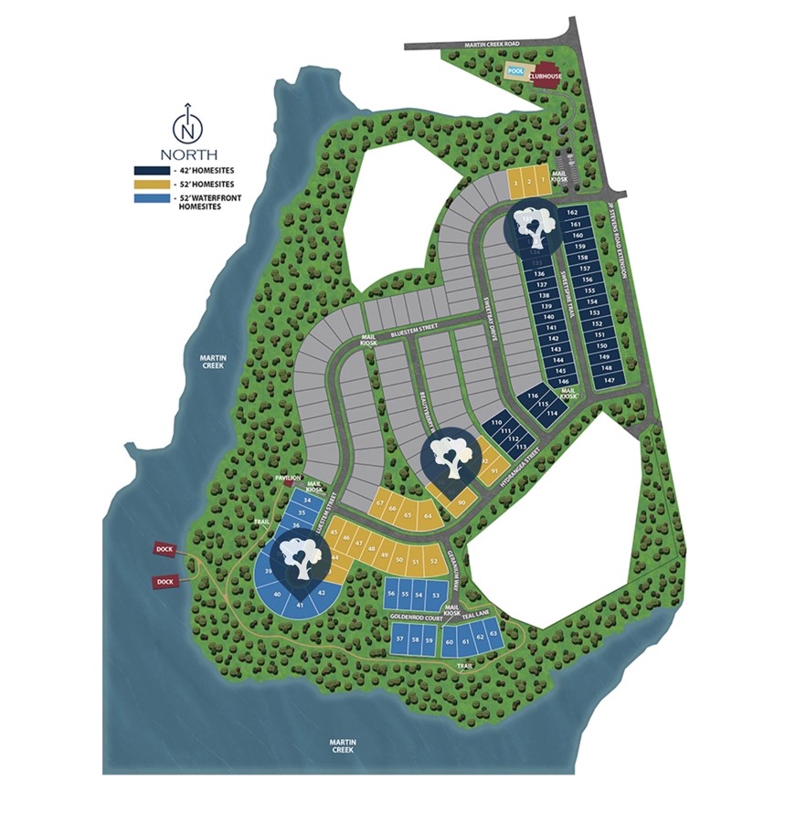 557 Hydrangea Street, Unit LOT 46 Seneca, SC 29678 - Photo 36 of 37 Explore the expansive community layout, featuring waterfront homesites along Martin Creek and a convenient clubhouse with a pool.