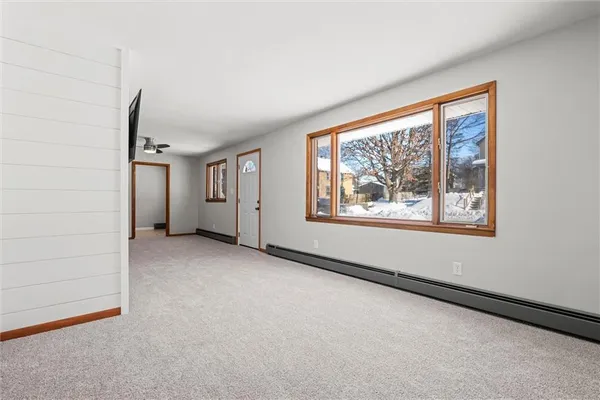 an empty room with windows