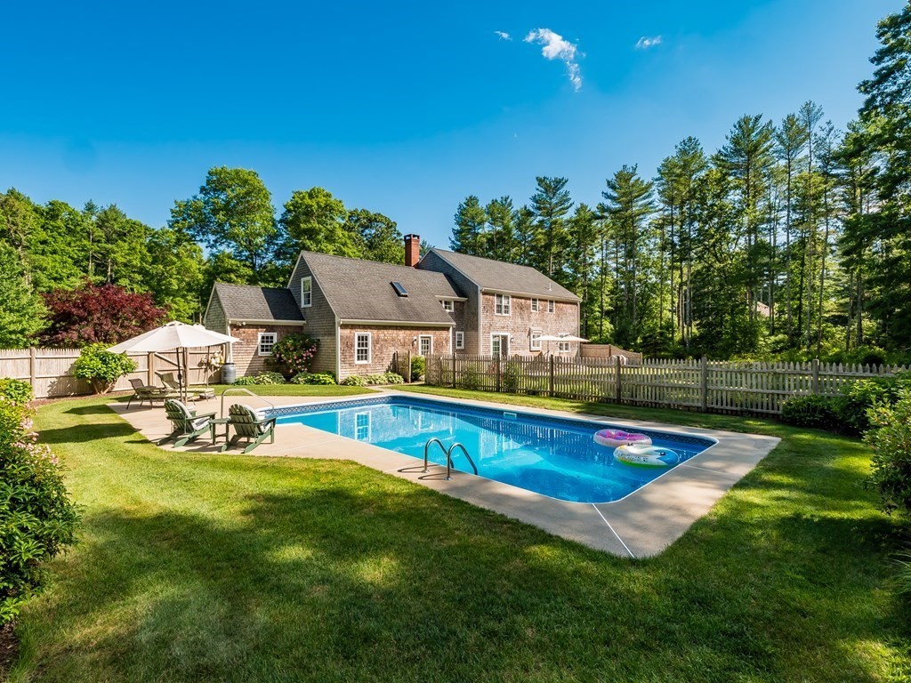 76 Williams Way Rochester, MA 02770 - Photo 34 of 42 a view of a house with swimming pool and yard