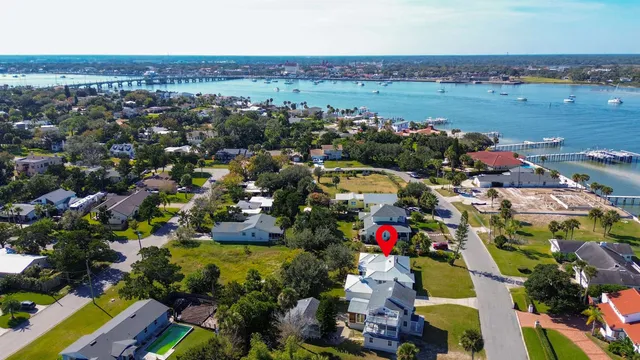 a view of an ocean and city