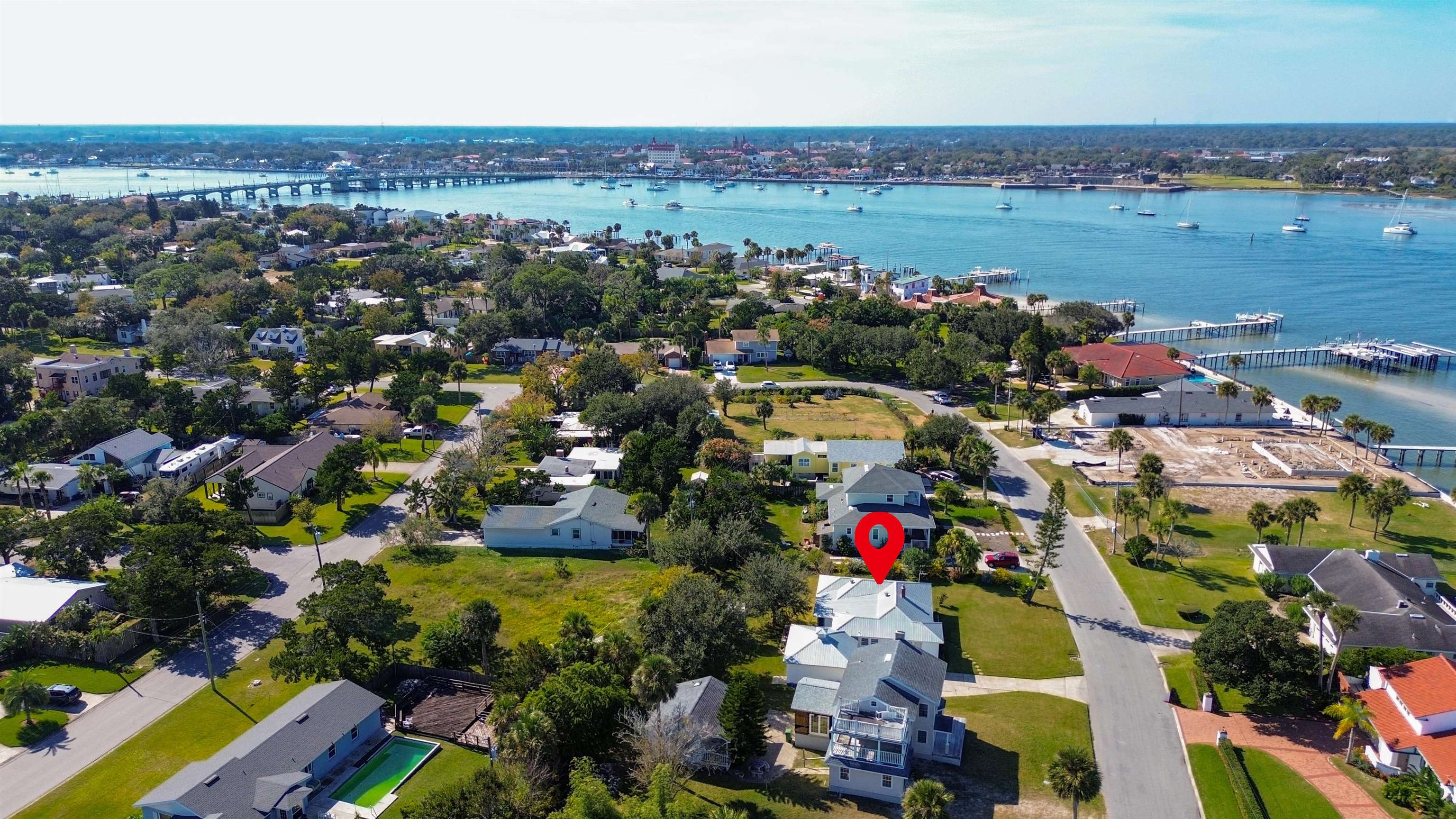 196 Inlet Drive St. Augustine, FL 32080 - Photo 44 of 52 an aerial view of a houses with a lake view