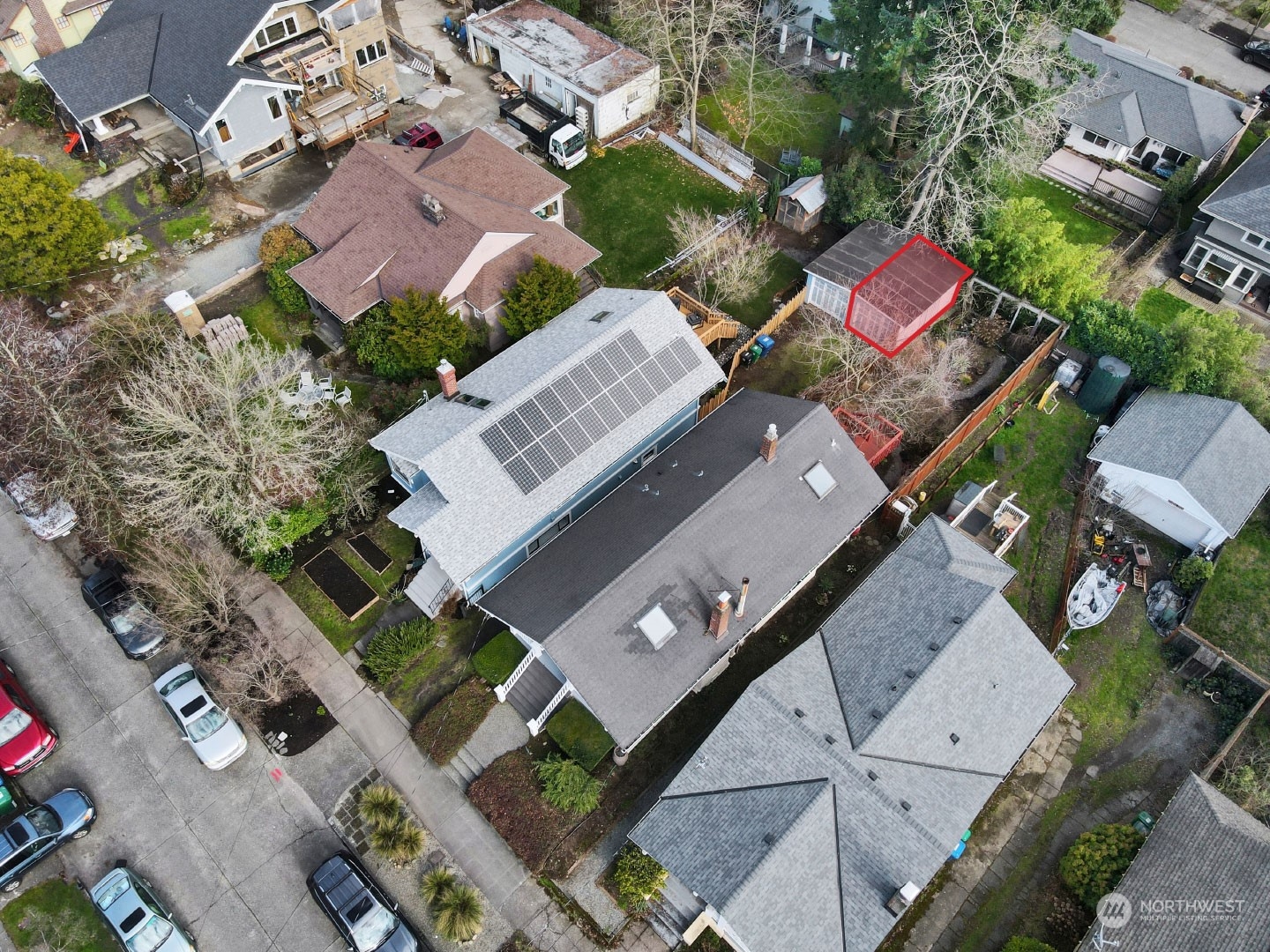 3912 Burke Avenue North Seattle, WA 98103 - Photo 32 of 39 an aerial view of a house with a yard