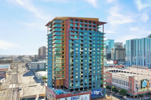 a view of a building from a balcony