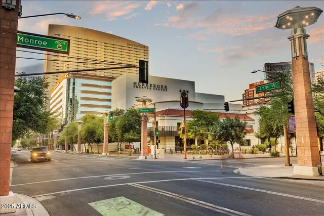 a building outdoor space with glass windows
