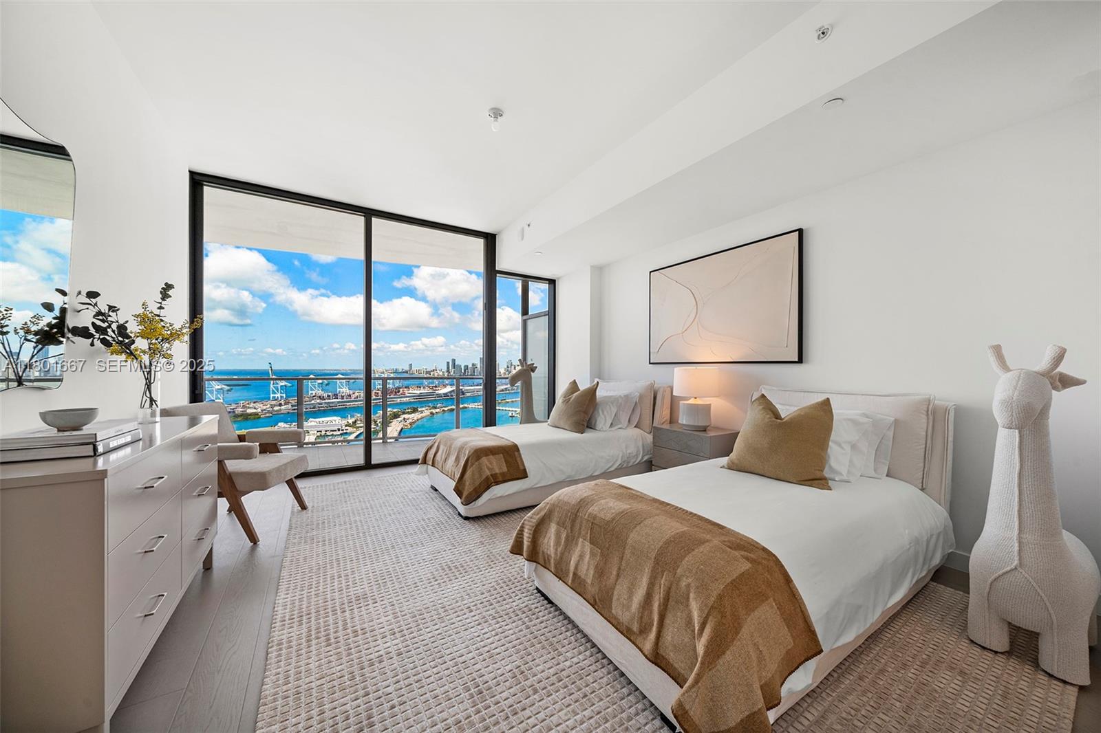 500 Alton Road, Unit 3602 Miami Beach, FL 33139 - Photo 22 of 33 a bedroom with two beds and large window