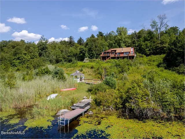 a view of a garden with a lake