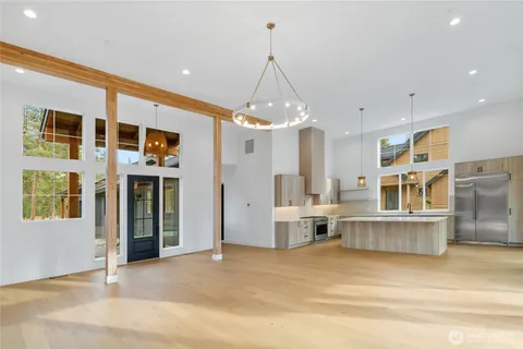 a view of kitchen and living room