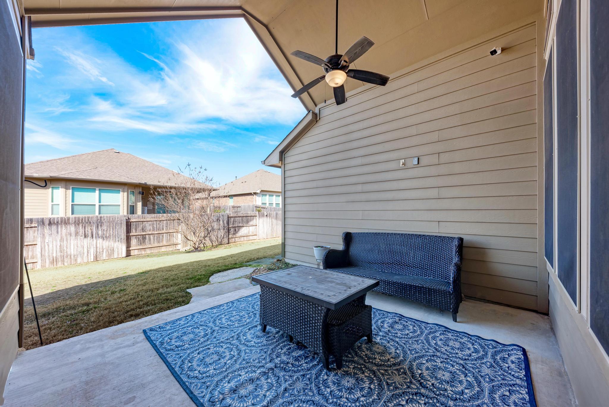 198 Rough Leaf Drive Buda, TX 78610 - Photo 28 of 38 View of patio / terrace with a ceiling fan