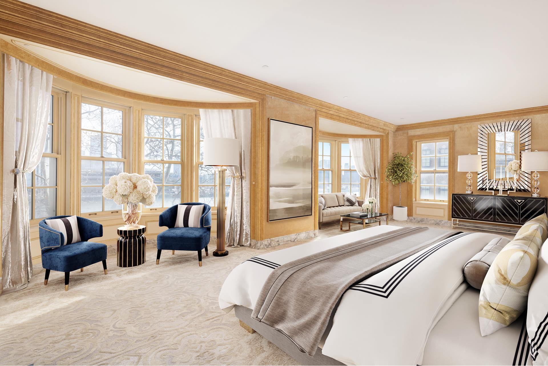 7 Sutton Square Manhattan, NY 10022 - Photo 9 of 30 a bedroom with bed and glass windows